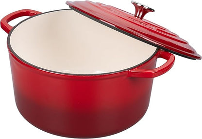 VORRINGARD Enameled Cast Iron Dutch Oven Pot with Lid, for Sourdough Bread Baking, Round Dutch Ovens, 6 Quart, Red - Image 4