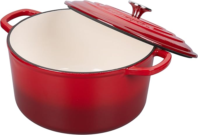 VORRINGARD Enameled Cast Iron Dutch Oven Pot with Lid, for Sourdough Bread Baking, Round Dutch Ovens, 4.5 Quart, Red - Image 4