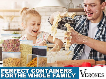 VERONES Large Tall Airtight Food Storage Containers, 10 PACK Plastic Airtight Kitchen & Pantry Organization, Ideal for Flour & Sugar Plastic Canisters with Labels - Image 7
