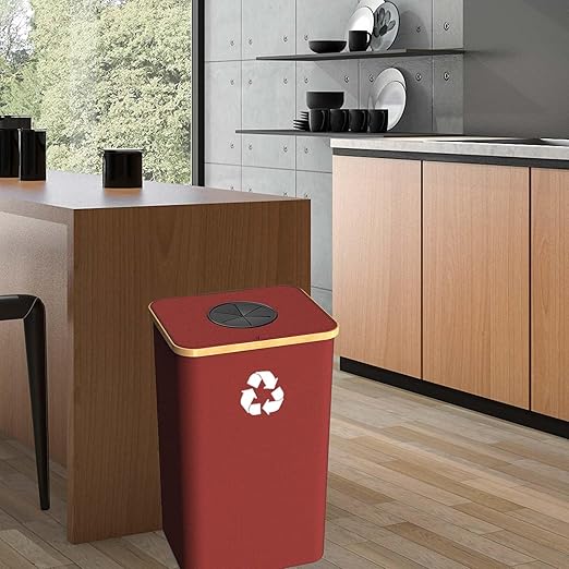 Recycling Bin for Kitchen Indoor Home, Large 100L/ 26 Gallon Recycle Bin with Lid Removeable Reusable Inner Bag Bottle Can Glass Waste Plastice Stickers (Green, 26 Gallon) - Image 7