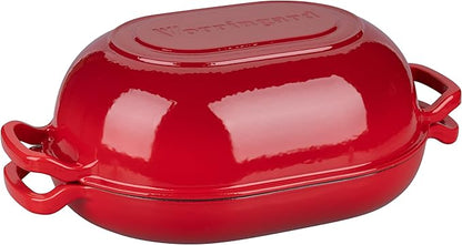 VORRINGARD Enameled Cast Iron Sourdough Bread Oven, Dutch Oven, Loaf Cast Iron Bread Pan for Homemade Bread Baking, Meatloaf Pan with Lid, 7QT, Red - Image 9