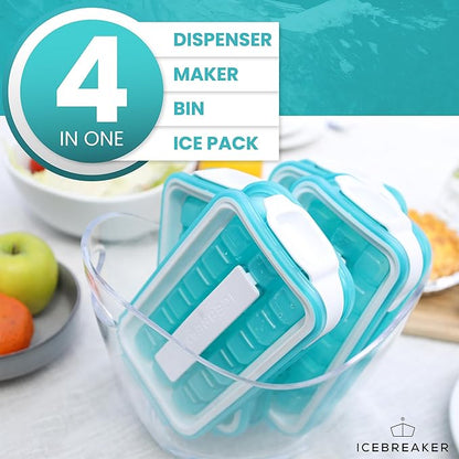 ICEBREAKER POP - 4 IN 1 - DISPENSER - MAKER - BIN - ICE PACK - Make And Serve Ice Without Ever Touching The Ice - The Sanitary Silicone Ice Tray for Freezer With Lid - Ice Cube Tray - Image 6
