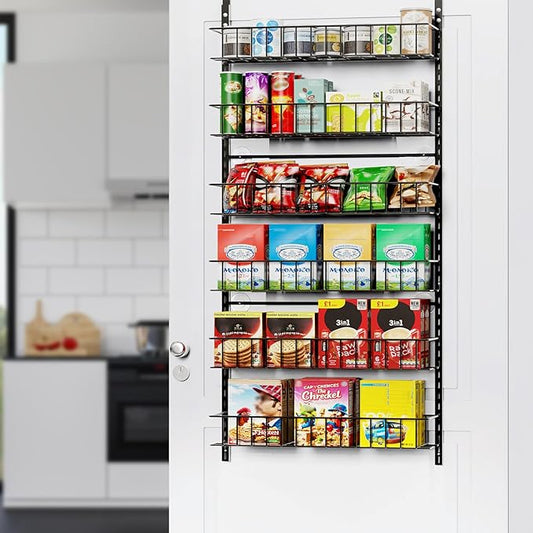 ElegantArray 6-Tier Pantry Door Oragnizer, Over The Door Pantry Organizer Rack and Storage, Hanging Spice Rack Shelves Door, Home Office Laundry Room Bathroom & Kitchen Organization Essentials Metal by Unknown
