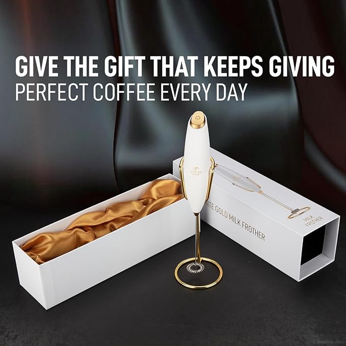 Zulay Kitchen Executive Series Luxury Gift Milk Frother with 4 Duracell Batteries – Handheld Electric Foam Maker for Coffee, Lattes & Hot Chocolate – Deluxe Finish, Ultimate Gift for Coffee Lovers - Image 4
