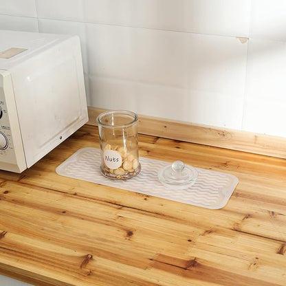 MicoYang Silicone Dish Drying Mat for Multiple Usage,Easy clean,Eco-friendly,Heat-resistant Silicone Mat for Kitchen Counter,Sink,Bar,Bottle,or Cup Translucent M 17 inches x 6 inches - Image 8