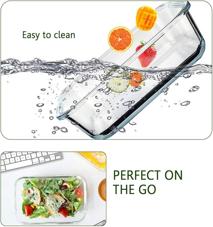 [8-Pack,30 oz]Glass Meal Prep Containers,Glass Food Storage Containers,Airtight lunch Containers with Lids, Microwave, Oven, Freezer and Dishwasher - Image 5