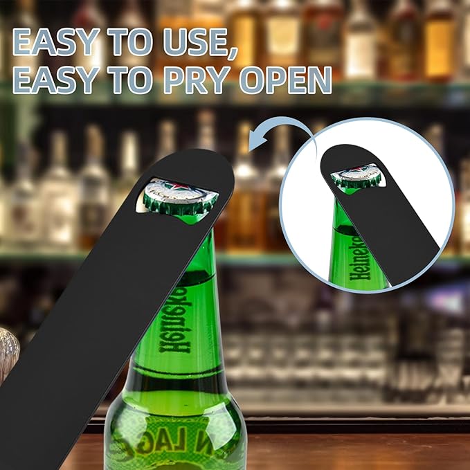 50 Pack Flat Beer Bottle Opener 7 inch Stainless Steel Flat Bottle Opener Beer Bottle Openers for Bartender Kitchen Bar Restaurant (Black) - Image 4