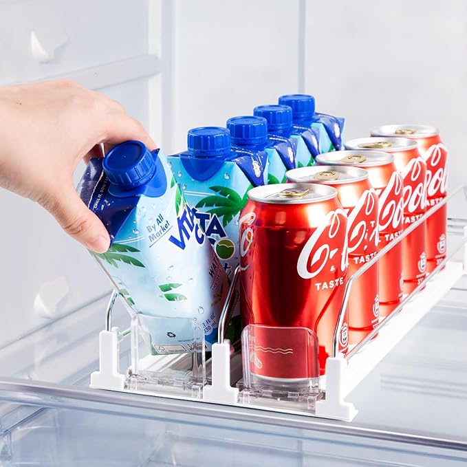 Drink Organizer for Fridge, Soda Can Dispenser for Refrigerator, Automatic Drink Dispenser for Fridge Holds up to 10 Cans, 2 Row by Coanto