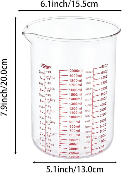 3 Piece Glass Measuring Cup Set, Includes 2-Cup, 4-Cup, and 8-Cup High Borosilicate Glasss Liquid Measuring Cups, Dishwasher, Freezer, Microwave, and Preheated Oven Safe, Essential Kitchen Tools - Image 7
