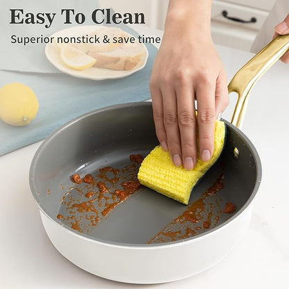 10-Inch Ceramic Non-Stick Cookware Set, 8-in-1 Multifunctional Cookware, Interior & Exterior Ceramic Coating, PFAS/PTFE/PFOA-Free, Compatible with All Stovetops， Oven-Safe up to 450°F