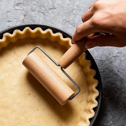 JJUNW Small Rolling Pin, Pizza Dough Roller, Non Stick Wood Pastry Roller, Dough Baker Roller Set for Home Kitchen Baking Cooking(4.4in, 2.87in)