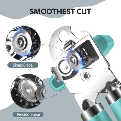 Safring Can Opener Manual, Heavy Duty Handheld Strong Can Opener with Soft Touch Handle, Sharp Blade Smooth Edge, Can Openers with Multifunctional Bottle Opener, Aqua Sky - Image 3