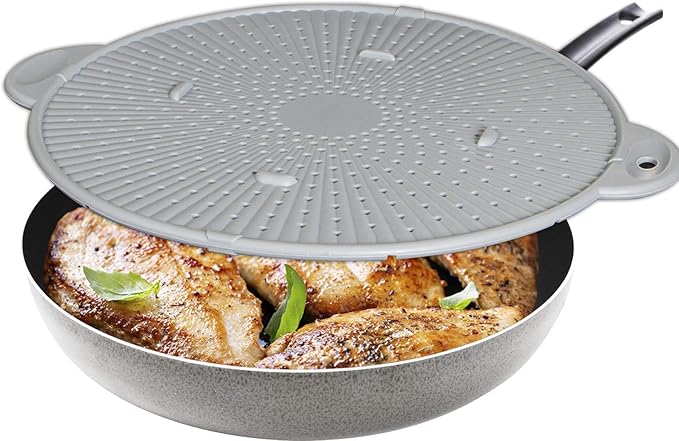 Silicone Splatter Screen, Multi-Use Kitchen Tool, Protect Stovetop and Counters, 3-in-1 Silicone Kitchen Trivet, Splatter Screen, and Colander Lid, Gray - Image 3