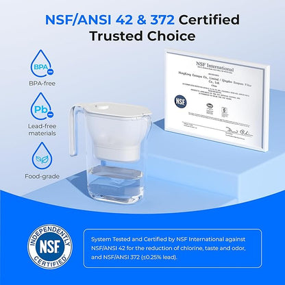 Waterdrop PT-05W-L Water Filter Pitcher, 7-Cup, NSF Certified, 200-Gallon Long-Life Filter Purifier, Reduces Chlorine and PFOA/PFOS, for Countertop, Replaces 6,400 Plastic Water Bottles a Year, White - Image 5