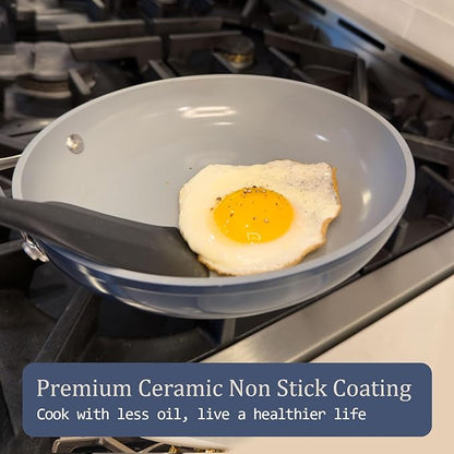 CookinCraze Stock Pot 4.5QT Nonstick Ceramic Dutch Oven Pot with Lid (9.5"x 4") Non-Toxic PFAS-Free Even Heat Distribution, for Braising, Baking Bread & Soups, Compatible for All Cooktops(Induction/Gas/Electric) Oven Safe to 500°F, Navy Blue