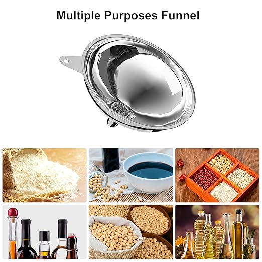 Serinar Stainless Steel Large Funnel (5.7 in. X 1 in. Mouth), Metal Funnel for Bottle Filling, Filling Funnel for Spices, Juices, Powders, Coffee Beans, Honey, Milk(Without Filter) - Image 5