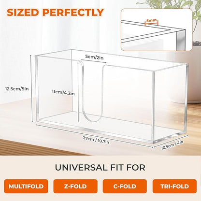 1PACK Paper Towel Holder, Countertop Paper Towel Dispenser Bathroom Paper Hand Towels Dispensers Clear Acrylic Napkin Holder Suitable for Z-fold, C-fold or MultiFold Trifold for Bathroom Kitchen - Image 2