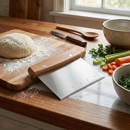 Dough Cutter, Kitchen Scraper, Food Scraper, Multipurpose Pastry Pizza Baking Cooking Cutting Board, Bench Scraper Kitchen Tool, Stainless Steel Metal Griddle Scraper Chopper Tool - Image 4