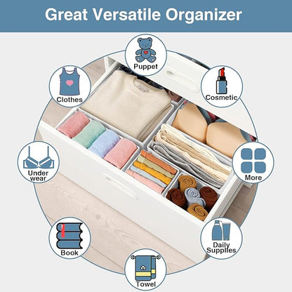 Criusia Drawer Organizer Clothes, 8 Pack Underwear Drawer Organizer, Foldable Closet Organizers and Storage Dresser Drawer Dividers for Clothes, Socks, Scarves, Ties (White) - Image 7