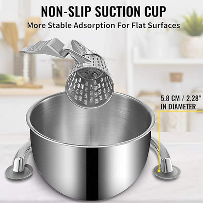 VEVOR Rotary Cheese Grater, Zinc Alloy Rotary Vegetable Mandoline, Manual Cheese Mandoline w/ 5 Stainless Steel Cutting Cones, Manual Vegetable Grater w/ 2.5L Bowl, Rotary Shredder w/Suction Base - Image 4