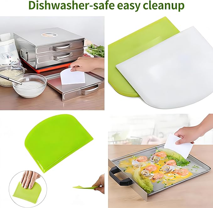 5-Pack Dough Scraper Bowl Food-safe Plastic Dough Cutter Flexible Bench Multipurpose Food Scrappers for Bread Dough Cake Fondant Icing - Image 7