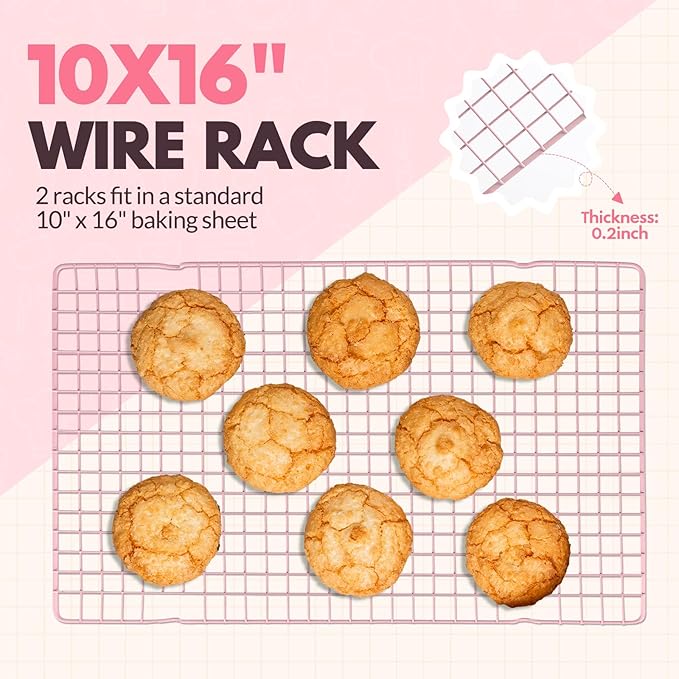 2 PCS Cooling Racks for Cooking and Baking, 16x10 Inches Stainless Steel Cooling Rack, Sheet Pan with Wire Rack for Baking Sheet, Bacon Rack Oven Safe Fits Jelly Roll Sheet Pan - Image 2