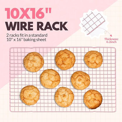 2 PCS Cooling Racks for Cooking and Baking, 16x10 Inches Stainless Steel Cooling Rack, Sheet Pan with Wire Rack for Baking Sheet, Bacon Rack Oven Safe Fits Jelly Roll Sheet Pan - Image 2
