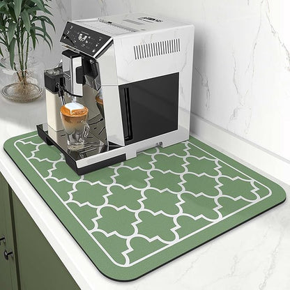 WISELIFE Dish Drying Mat Super Absorbent Drying Mat Large Dish Drying Mats for Kitchen Counter Easy Clean Dish Mat Kitchen Drying Mat15"x 18" Stylish Green - Image 2