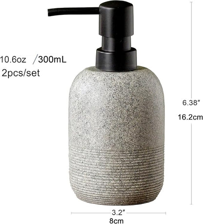 GalDal 2pcs/Set Grey Soap Lotion Dispenser with A Spare Pump,Liquid Hand Soap Dispenser Sets for Bathroom Countertop, Soap Dispenser for Kitchen. - Image 4