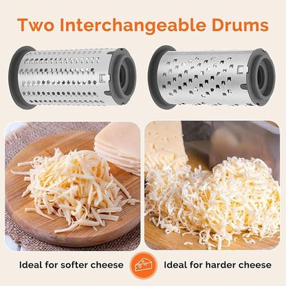 UHIYEE Patented Rotary Parmesan Cheese Grater, Hand Crank Cheese Shredder with Fine & Coarse Drums, Restaurant Quality, White, Stainless Steel & ABS, Dishwasher Safe, Gray Green - Image 2