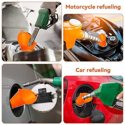2-Pack Long Neck Multi-Purpose Spill Saver Plastic Funnel for Filling Automotive Oils, Lubricants, Engine Oils, Water, Diesel Fuel, Kerosene and Other Liquids - Orange
