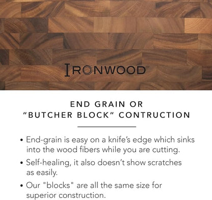 Ironwood Gourmet Large End Grain Prep Station Acacia Wood Cutting Board, 14 x 20-Inch, Brown - Image 8