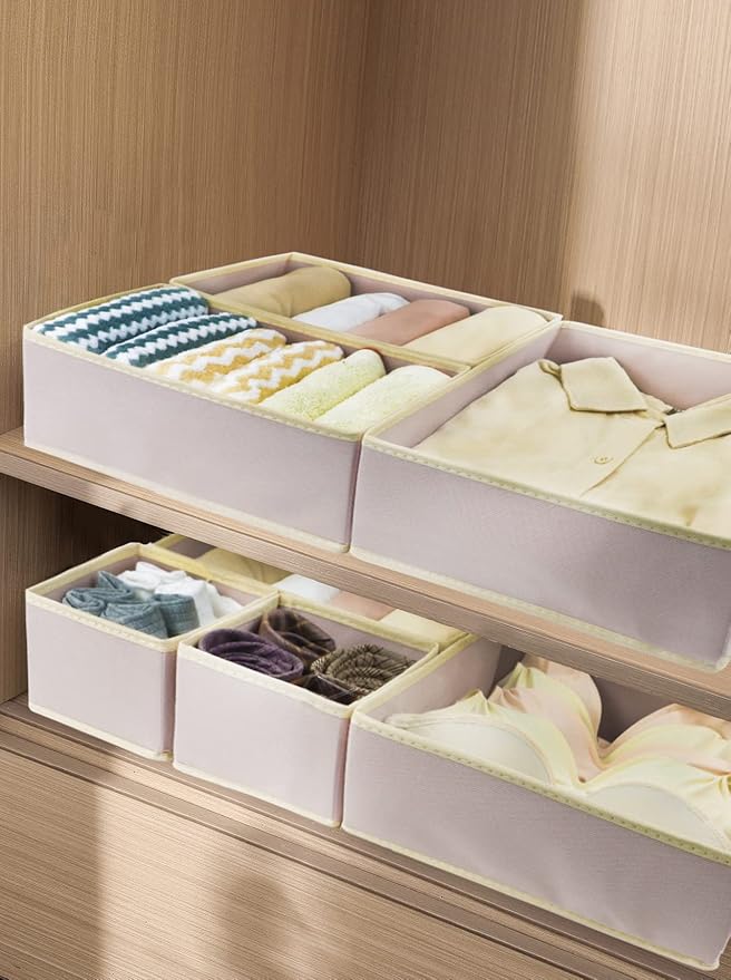 Fordonral 12 Pack Drawer Organizer Clothes, Foldable Fabric Dresser Organizer Closet Organizers and Storage Box for Underwear,Folded Clothes,Baby Clothing,Socks,Bra,Towels,Ties(12 Pack,Pink) - Image 5