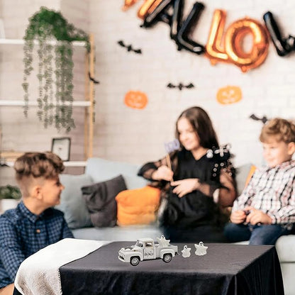 Halloween Decorations - Mini Cute Farmhouse Style Halloween Metal Truck Decor with 3 Removable Mini Ghost Ornaments for Tabletop, Tiered Tray, Shelf, Fireplace and Home Indoor Décor