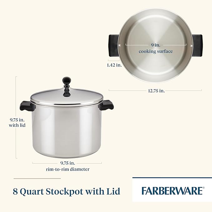 Farberware Classic Stainless Steel 8-Quart Stockpot with Lid, Stainless Steel Pot with Lid, Silver - Image 3