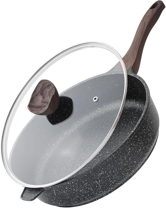 Kordisen Nonstick Deep Frying Pan with Lid, 12 Inch Large Skillet, 5 Qt Non Stick Saute Pan for Cooking, Healthy Induction Cookware, PFOA Free by Kordisen