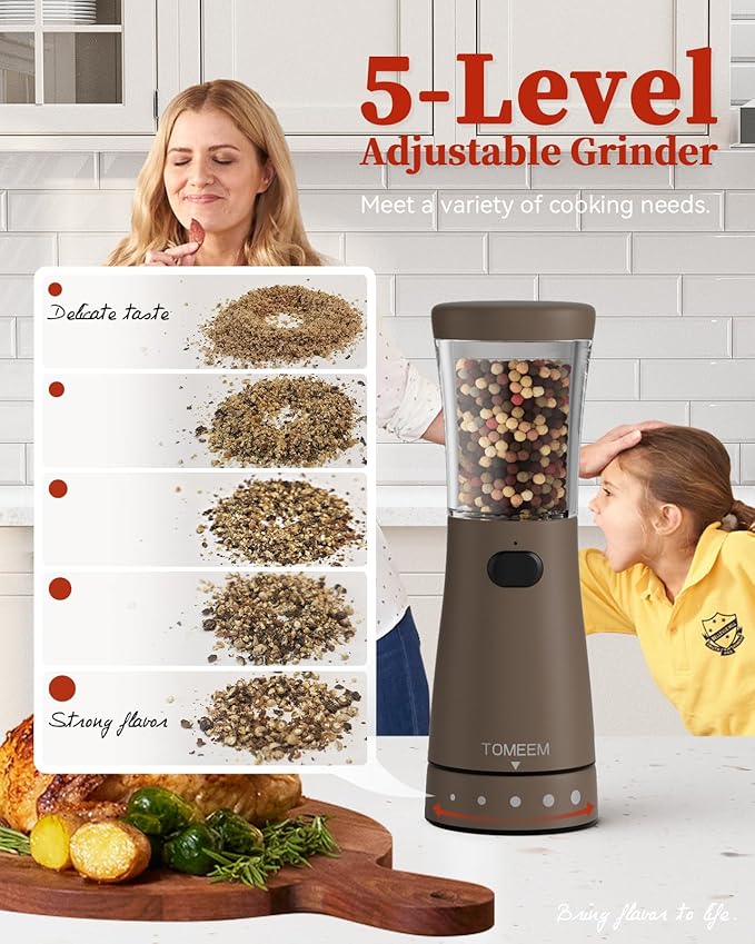 Electric Salt and Pepper Grinder Set with Storage Base, Stainless Steel Rechargeable Salt and Pepper Grinder Set with 4.5 oz Large Capacity, 1.8" Wide Mouth, Adjustable Coarseness, Ideal for Kitchen - Image 2