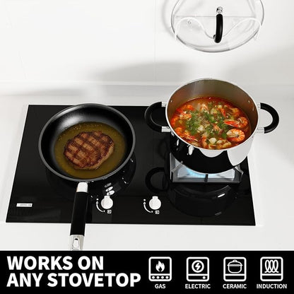Non Stick Frying Pans Sets, 3-Piece Nonstick Pans, 10” 11.5” Skillet, 5” Egg Pan, 5-Ply Base Compatible with All Stoves