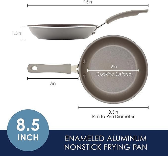 Rachael Ray Cook + Create Nonstick Frying Pan/Skillet, 8.5 Inch, Gray - Image 2