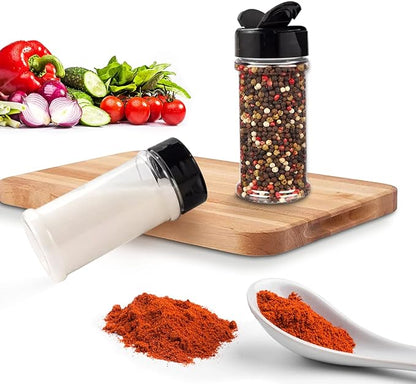 RoyalHouse 12 Pack 5.5 Oz Plastic Spice Jars with Black Cap, Clear and Safe Plastic Bottle Containers with Shaker Lids for Storing Spice, Herbs and Seasoning Powders, BPA Free, Made in USA - Image 5