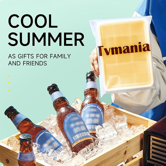 Tvmania Ice Cube Trays Set of 2, Easy Release 15 Flexible Silicone Ice Cube Molds with Removable Lid Reusable Freezer Ice Trays Stackable for Whiskey, Baby Food, BPA Free (yellow) - Image 7