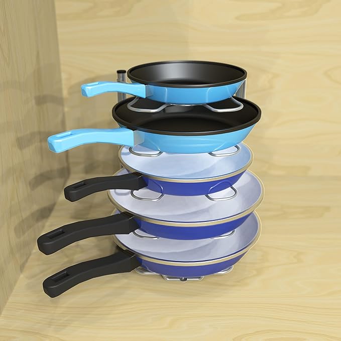 Simple Houseware Cabinet Pantry Pot and Pan Organizer Holder Rack, Silver - Image 5