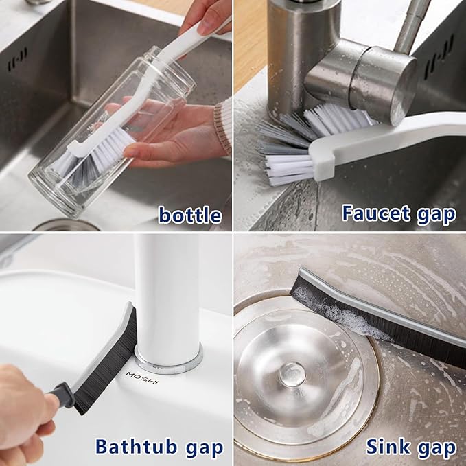 11Pcs Crevice Cleaning Brush Set, Hard Bristle Gap Cleaner Brushes,Ideal for deep Cleaning Gaps, Kitchens, Sinks, bathrooms, Tight Spaces, Corners, Bottles, Cups, teapots - Image 2