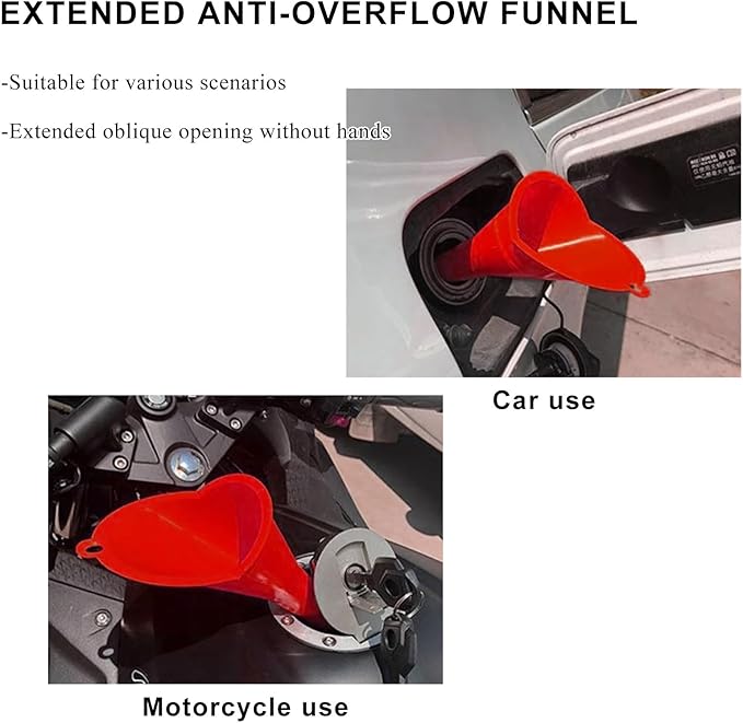 Oil Funnel, Plastic Long Neck Multi-Purpose Spill Saver Funnel, Engine Oil Funnels for Filling Oils Gas Water Diesel Fuel Lubricants for Car Motorcycle ATV Boat (Red-1PCS)