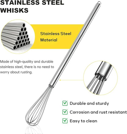 NileHome Mini Whisks Stainless Steel Whisk 11" Kitchen Small Wisk Balloon Wire Tiny Whisks for Cooking, Whisking, Blending, Beating, Stirring - Image 3