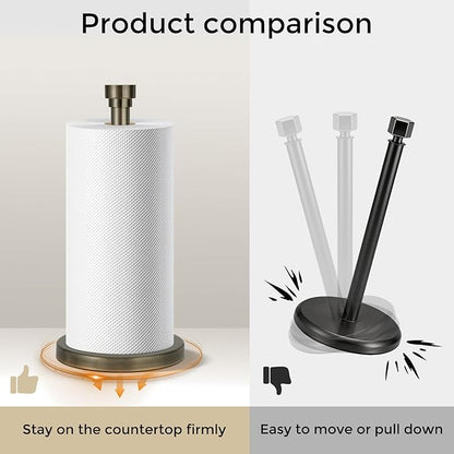 Antique Bronze Paper Towel Holder Countertop, Freestanding Paper Towel Stand with Weighted Non-Slip Base, Easy Assembly, Unique Decorative End Cap for Kitchen and Bathroom - Image 3