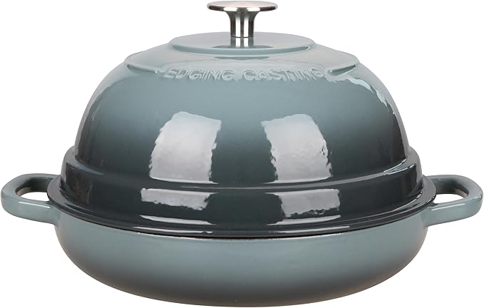 EDGING CASTING Enameled Cast Iron Dutch Oven Pot with Lid, Round Bread Oven for Homemade Sourdough Bread Baking, 6 Quart, Slateblue by EDGINGCOOKWARE