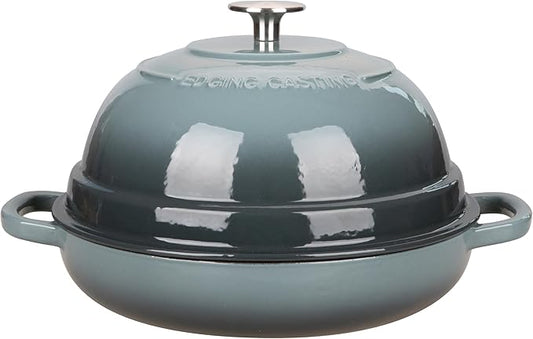 EDGING CASTING Enameled Cast Iron Dutch Oven Pot with Lid, Round Bread Oven for Homemade Sourdough Bread Baking, 6 Quart, Slateblue by EDGINGCOOKWARE