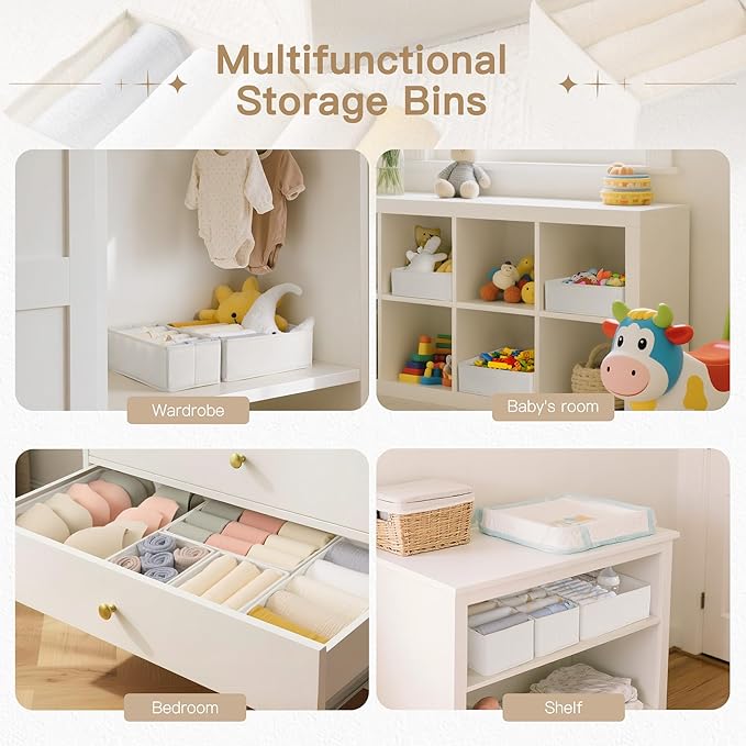 Criusia Drawer Organizer Clothes, 24 Pack Dresser Organizer for Baby Clothes, Underwear, Sock- Foldable Closet Organization and Storage Dividers Bins for Nursery, Bedroom and Dorm (White) - Image 5