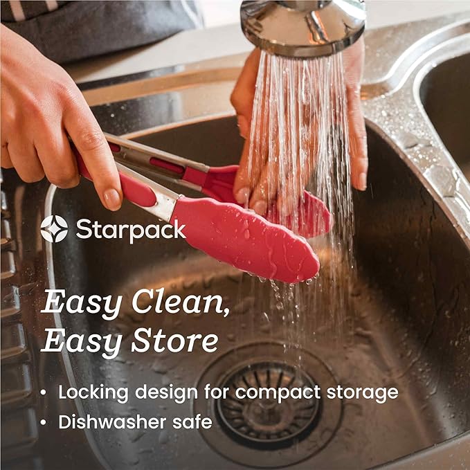 Starpack 'Get a Grip' Silicone Kitchen Tongs for Cooking 12 Inch - BBQ Tongs for Grill Heat Resistant to 600°F - Stainless Steel Tongs with Non Stick Tips - Silicone Tongs for Serving Food - Image 3